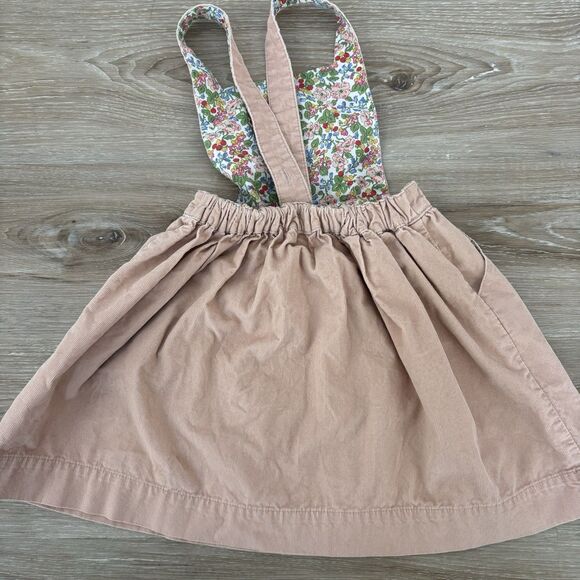 Mini Boden Dress Size 4-5 Rose Pink Corduroy Pinney Dress Flower Embroidery - Picture 4 of 5